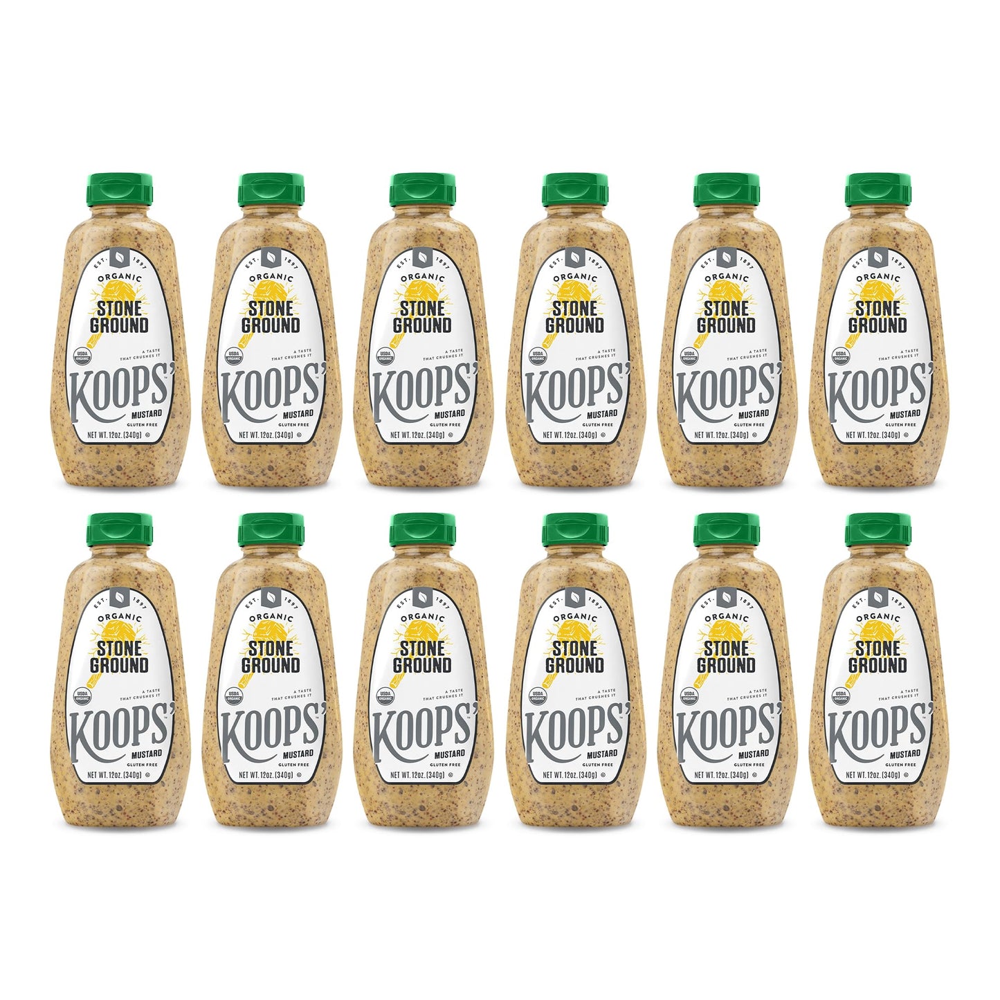 Koops Mustard Organic Stone Ground, 12 Ounce (Pack of 12)