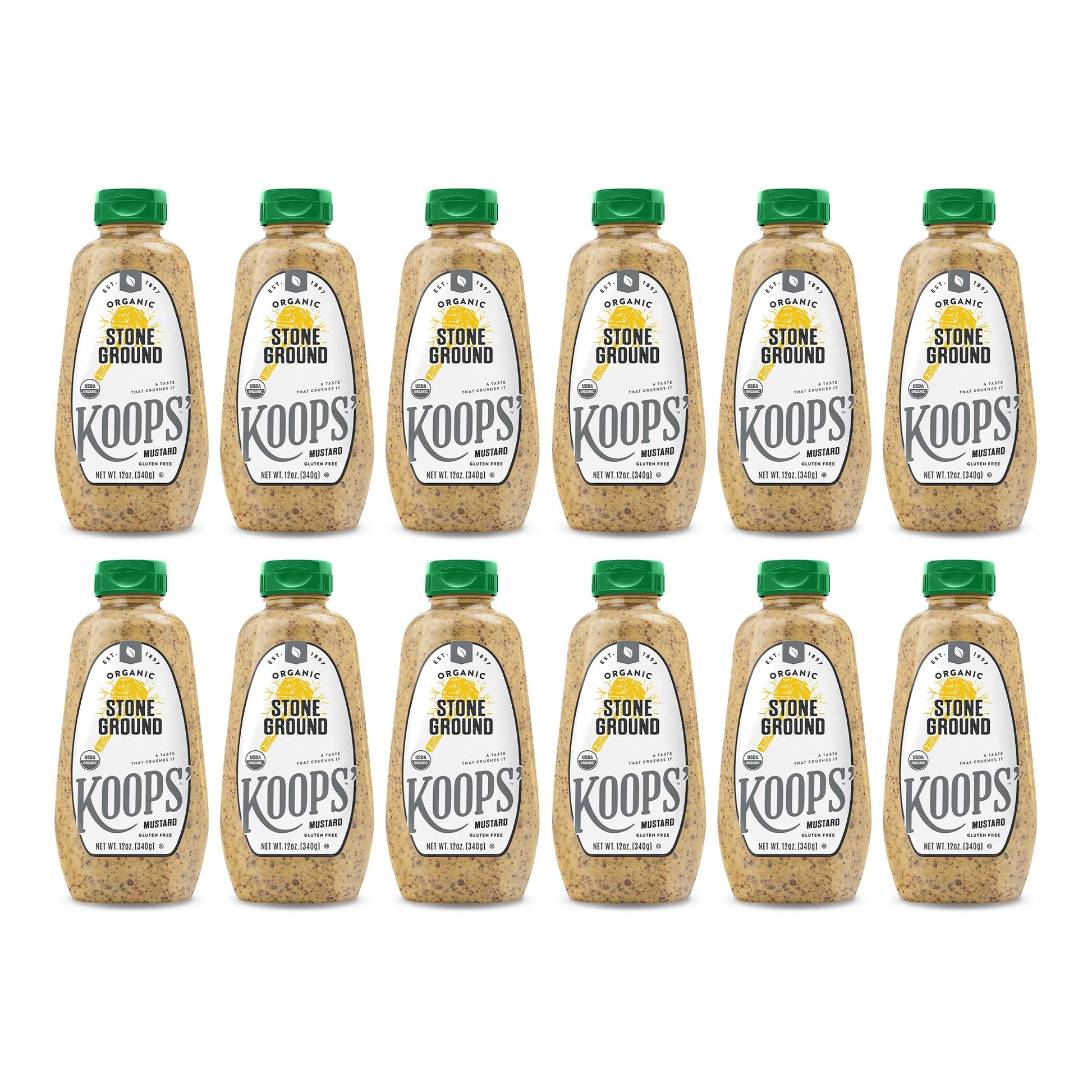 Koops Mustard Organic Stone Ground, 12 Ounce (Pack of 12)