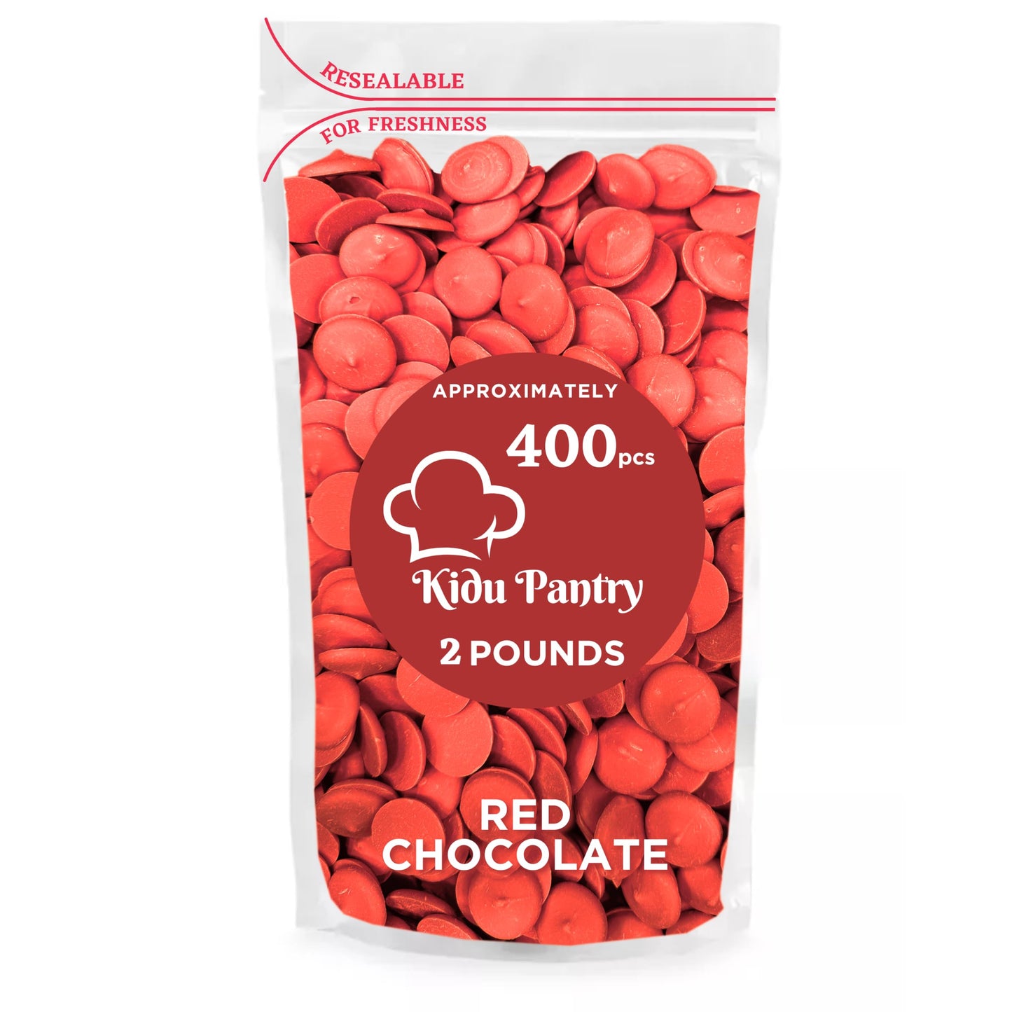 Kidu Pantry Melting Chocolate Wafers Red 32 Ounces - 2 Pounds Bulk In Resealable Bag Perfect For Valentines Day