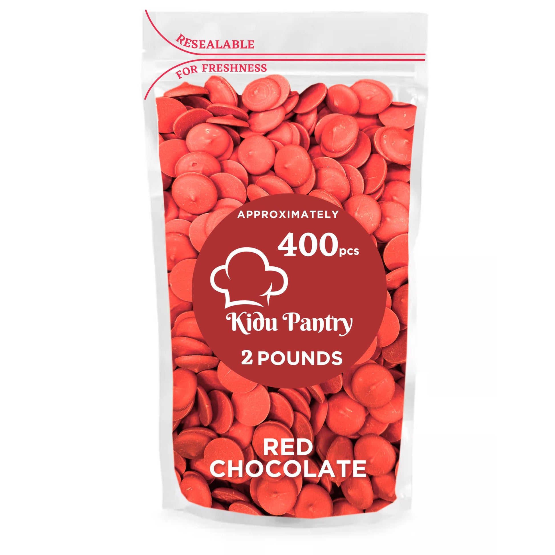 Kidu Pantry Melting Chocolate Wafers Red 32 Ounces - 2 Pounds Bulk In Resealable Bag Perfect For Valentines Day