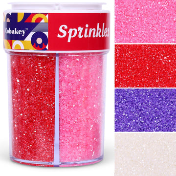 Valentine Sanding Sugar Edible Pink Red Purple Sugar Sprinkles for Cake Decorating Crystal Candy Sparkling Sanding Sugar for Cup