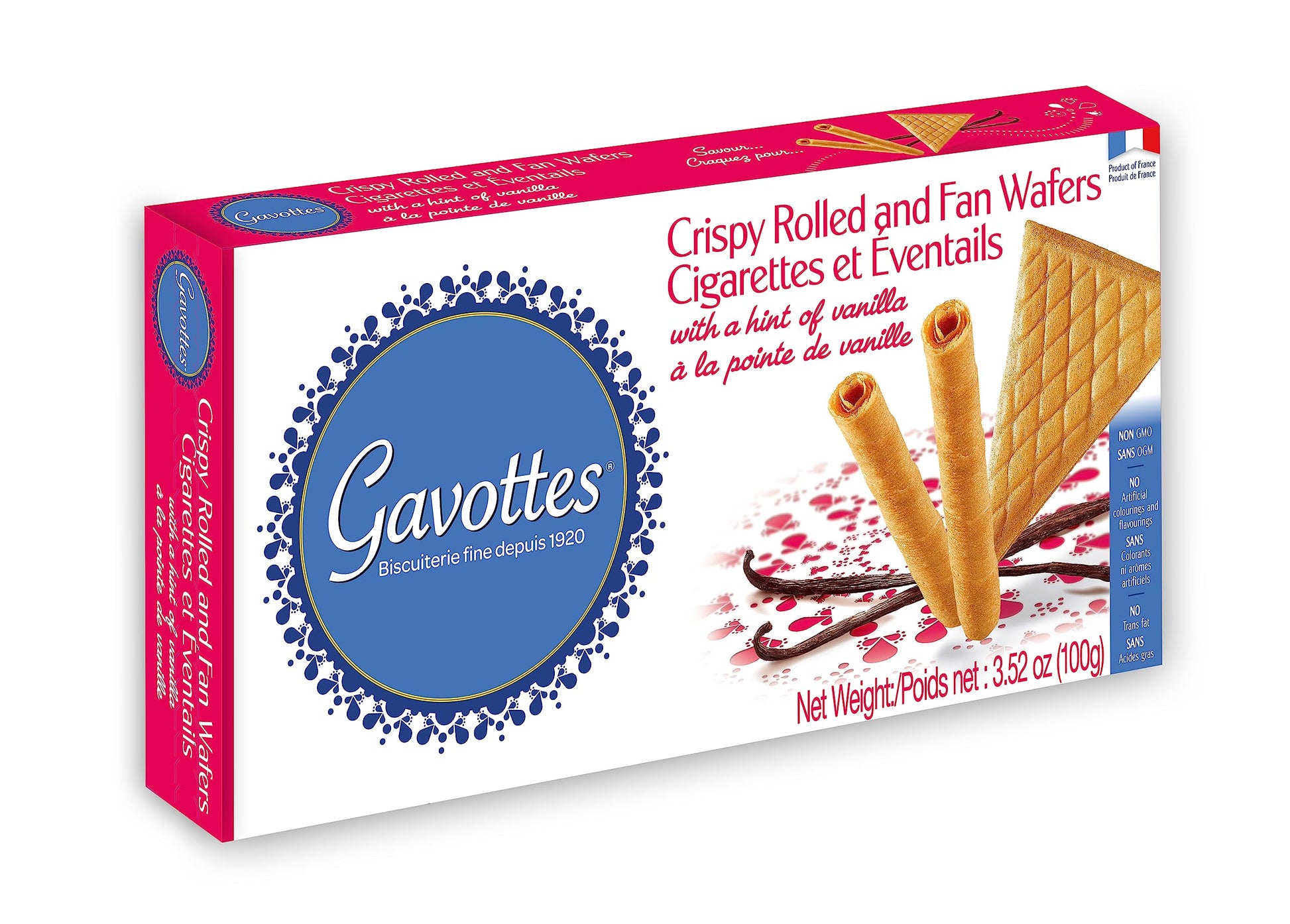 Gavottes Ice Cream Wafer Cookies, Crisp & Crunchy Wafer Thins, 100g (3.52oz), Gold, Made in France