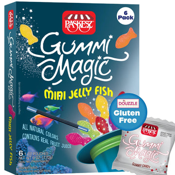 DOUzzle Gluten Free Gummi Magic, Mini Jelly Fish (6 Count, Pack of 1) Non Gebrokts Kosher for Passover Food Snacks - All Natural