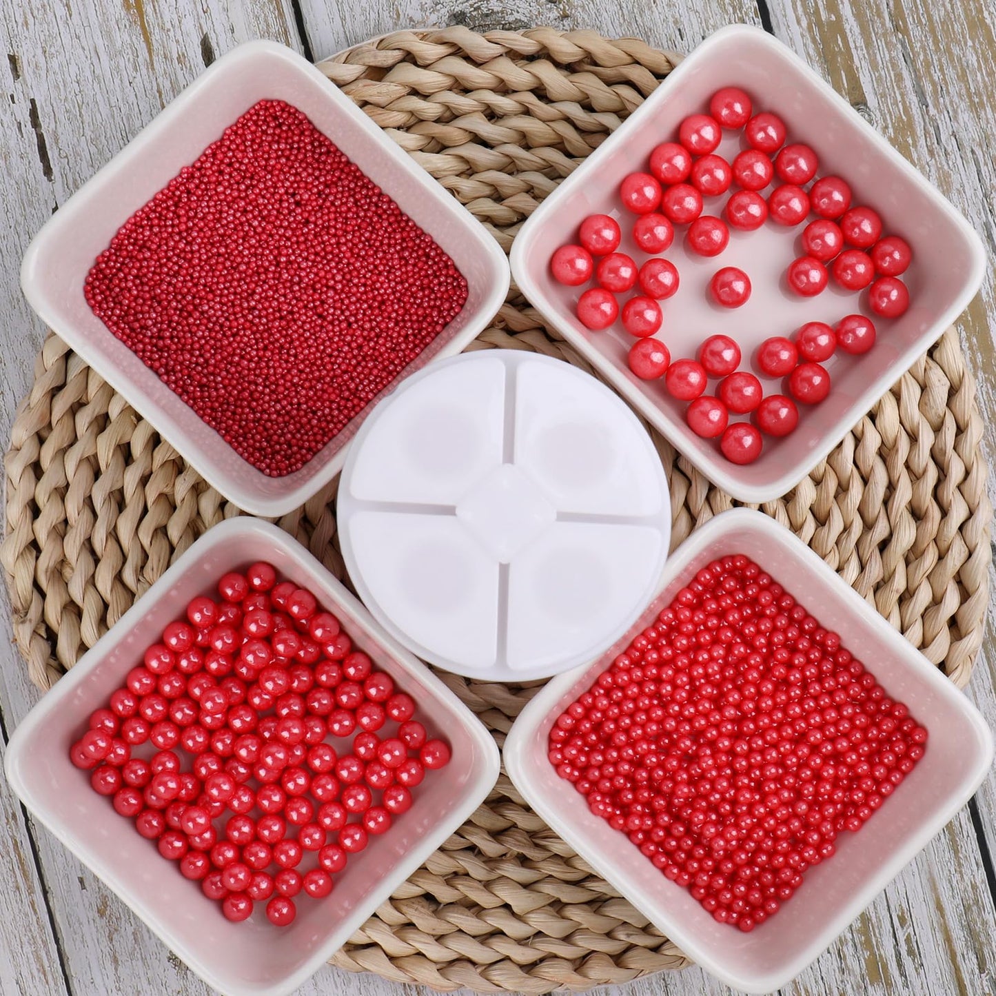 Sprinkles For Cake Decorating, 11Oz 6 Sizes Red Pearl Sprinkles For Cake Cupcake Ice Cream Donuts Cookie Baking Toppings