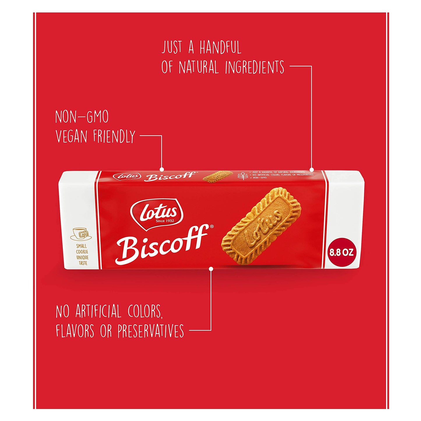 Lotus Biscoff, Caramelized Biscuit Cookies, Non Gmo + Vegan - 8.8 Ounce (Pack Of 10)
