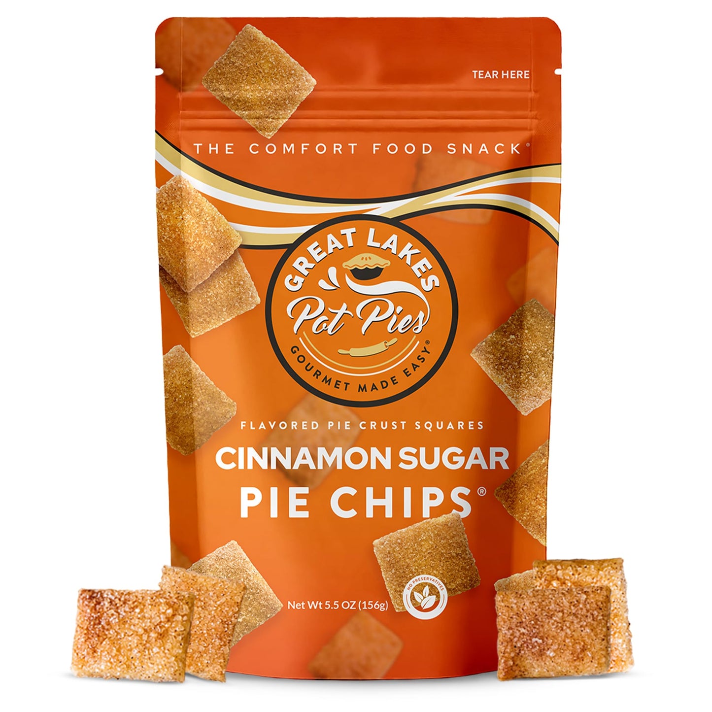 Great Lakes Pot Pies - Cinnamon Sugar Pie Chips - Crunchy Cookie Crisp - Buttery Cinnamon Snacks for mature-themeds & Kids - Cinnamon ers - 1 Pack