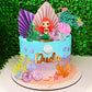 24Pcs Mermaid Cake Topper Under The Sea Cake Topper With Ariel Model Palm Leaves Sea Animals And Balls Topper For Little Mermaid
