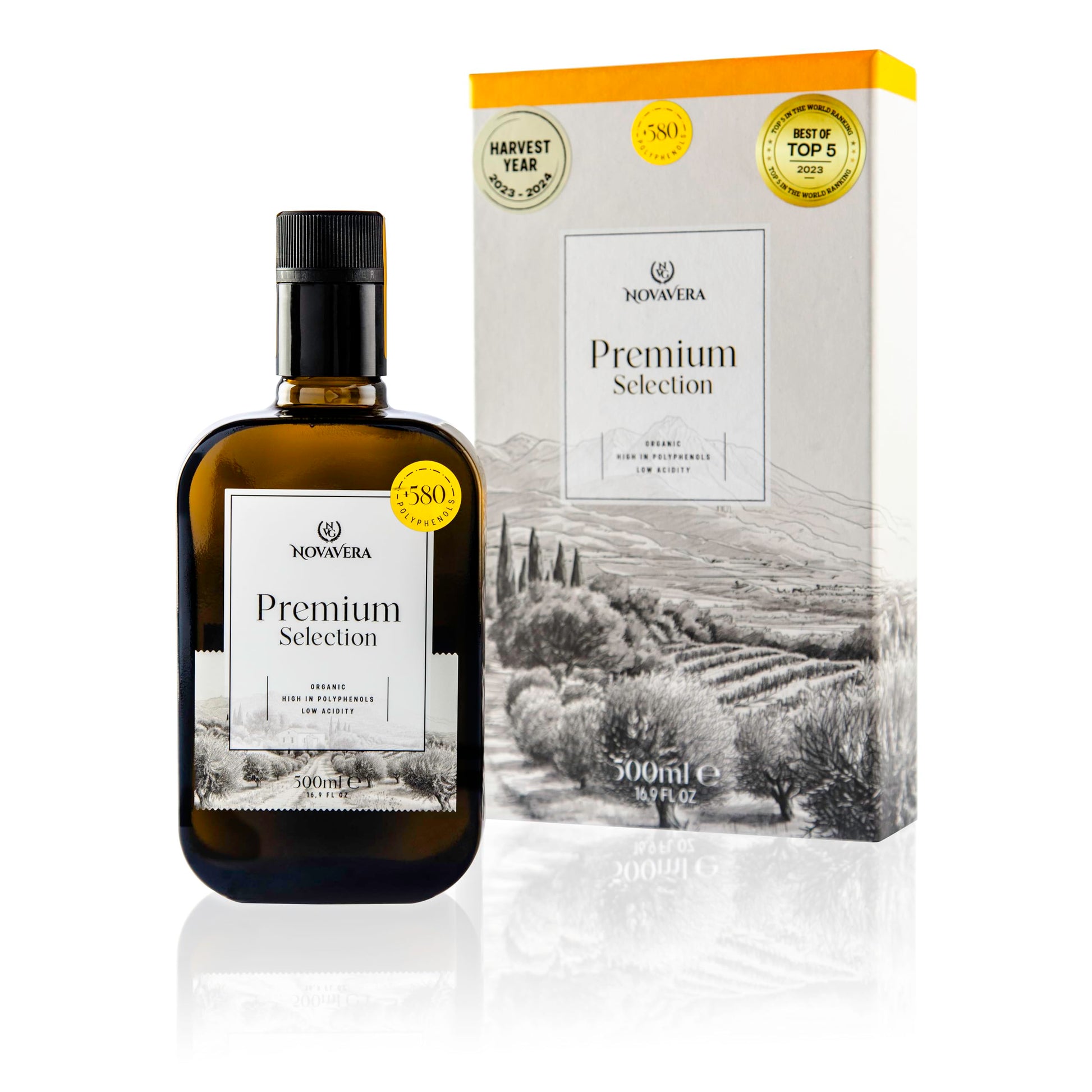 NVG NOVAVERA Premium High Polyphenol Rich Olive Oil(Up to 600 MG/KG), USDA Organic Drinking Extra Virgin Olive Oil, Evoo World R