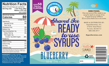 Hypothermias Shaved Ice & Snow Cone Syrup - Quart (32 Fl. Oz) - Blueberry - Made With Non-Gmo 100% Pure Cane Sugar, No Corn Syru
