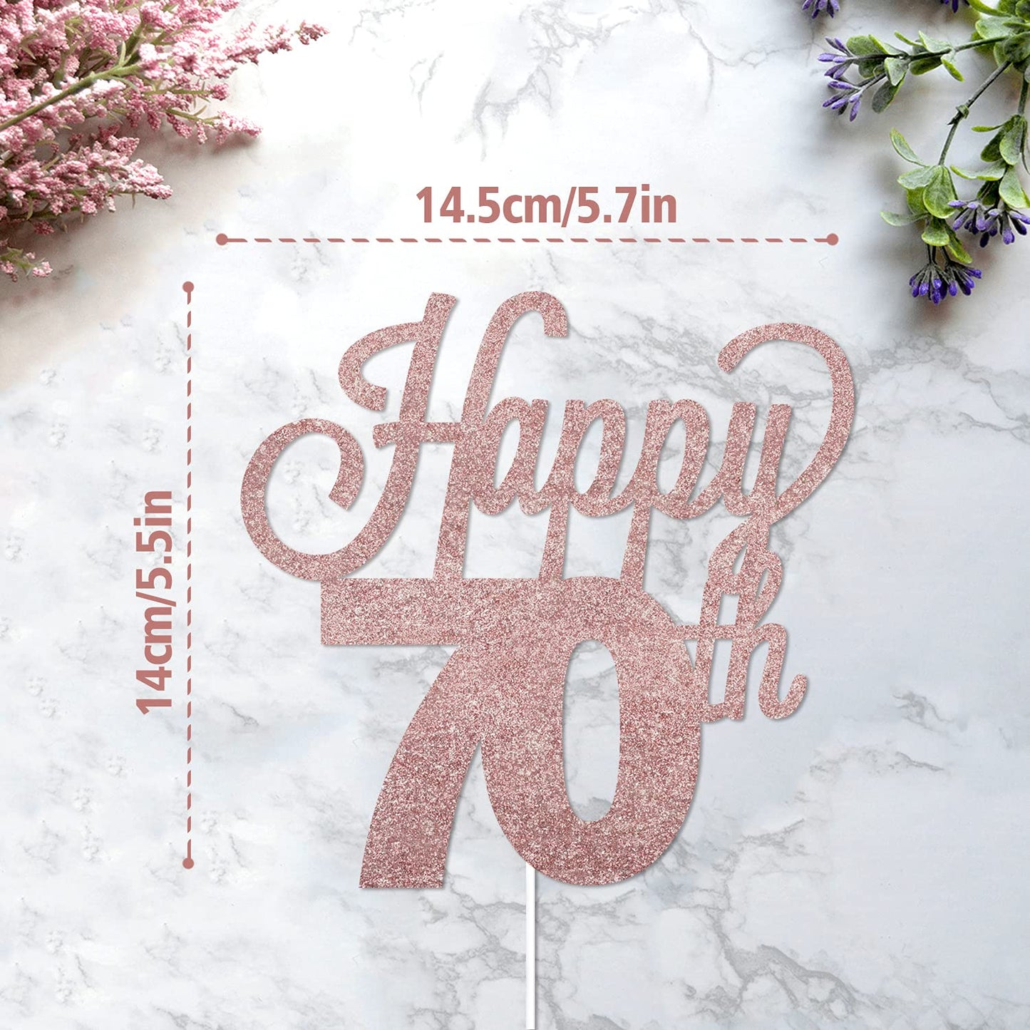 Lingteer Happy 70Th Birthday Cake Topper - Cheers To 70Th Birthday Seventy Years Old Birthday Party Cake Decorations Sign.