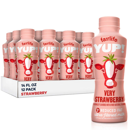 fairlife YUP! Low Fat, Ultra-Filtered Milk, Very Strawberry Flavor, All Natural Flavors (Packaging May Vary), 14 Fl Oz (Pac-k of