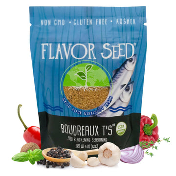 Flavor Seed Blackened Seasoning Boudreaux T's, Organic Ingredients, Gluten Free Cajun Blackening Seasoning for Meat and Seafood,