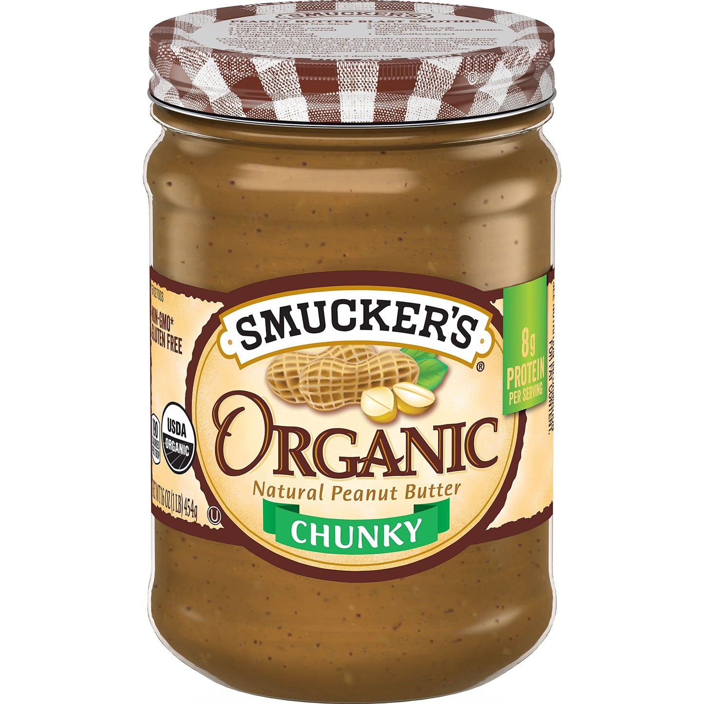 Smucker s Organic Peanut Butter, Chunky, 16oz (Pack of 6)