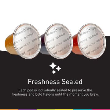 Bestpresso Coffee For Nespresso Original Machine 120 Aluminum Pods Certified Genuine Espresso Variety Pack Mix Flavored And Dark Roast, Pods Compatible With Nespresso Original