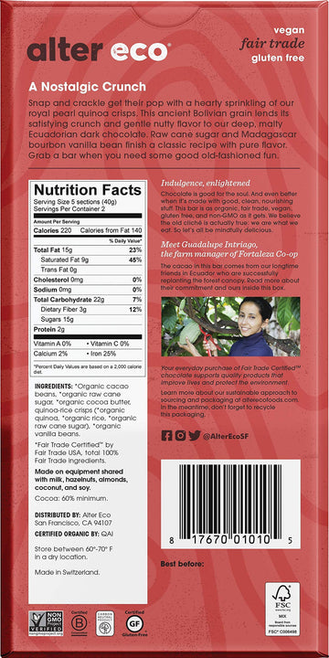 Alter Eco Chocolate Bars Pure Dark Cocoa Fair Trade Organic Non-GMO Gluten Free 12 Count (Pack of 1) Model 655704