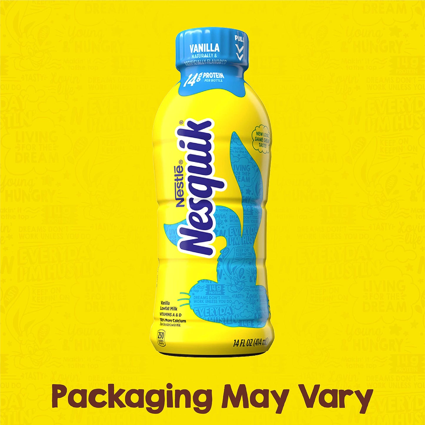 DOGNNAK Milk & Co. Nestle Nesquick Flavored Lowfat Milk, 14 Fl Oz, Pack of 12, Vanilla Flavor