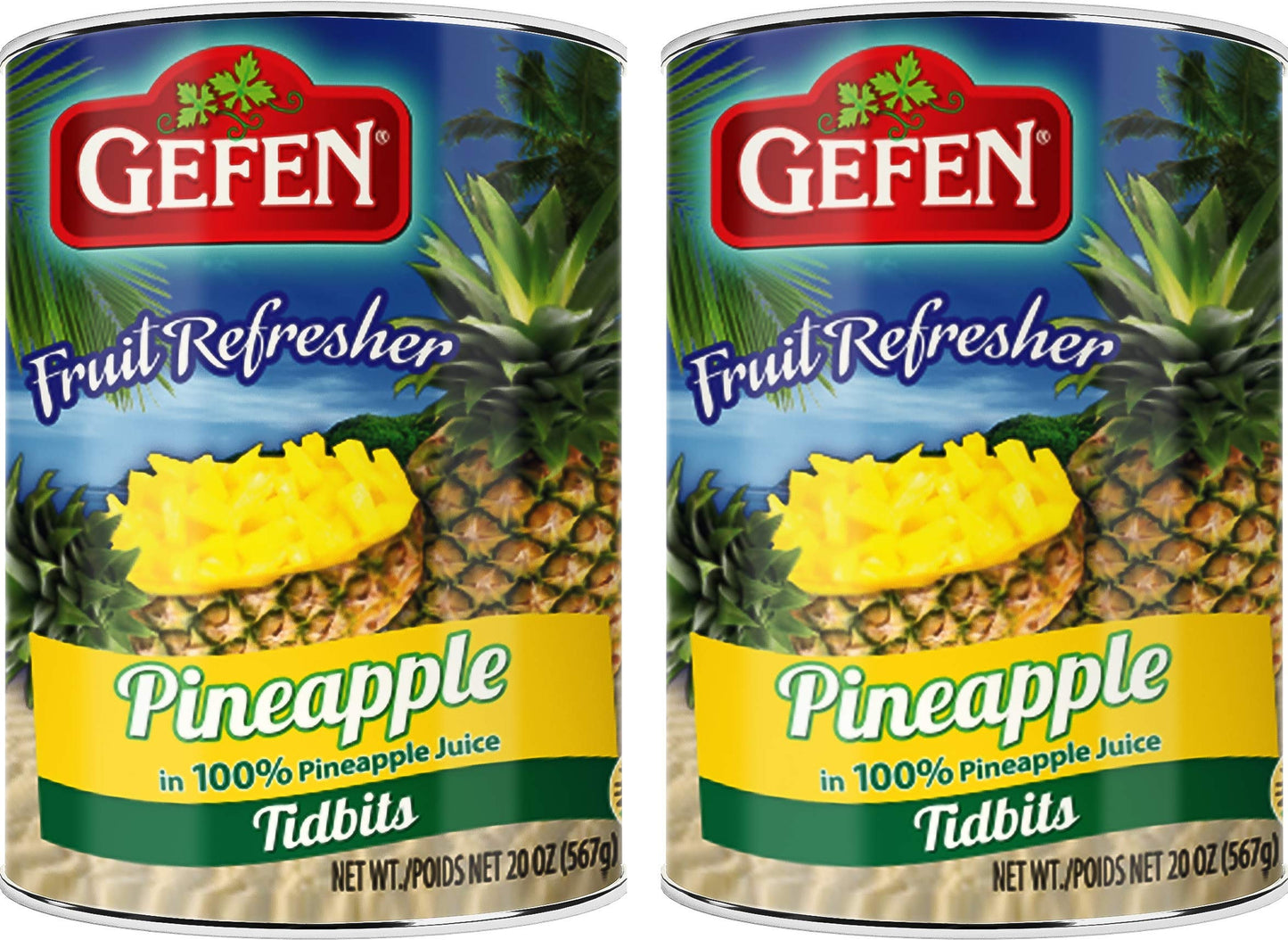 Gefen Pineapple Tidbits 20oz (2 Pack), All Natural, Kosher for Passover