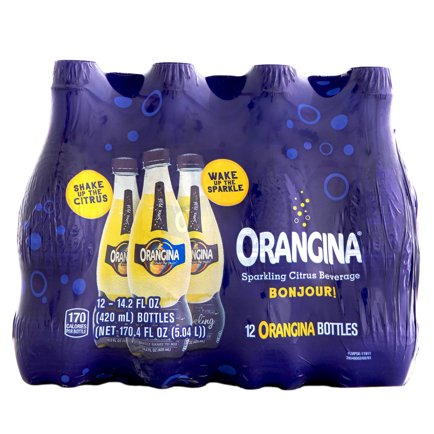 Orangina Citrus Sparkling Juice Beverage - Original French Recipe - Pack of 12 - 14.2 Fl Oz Bottles