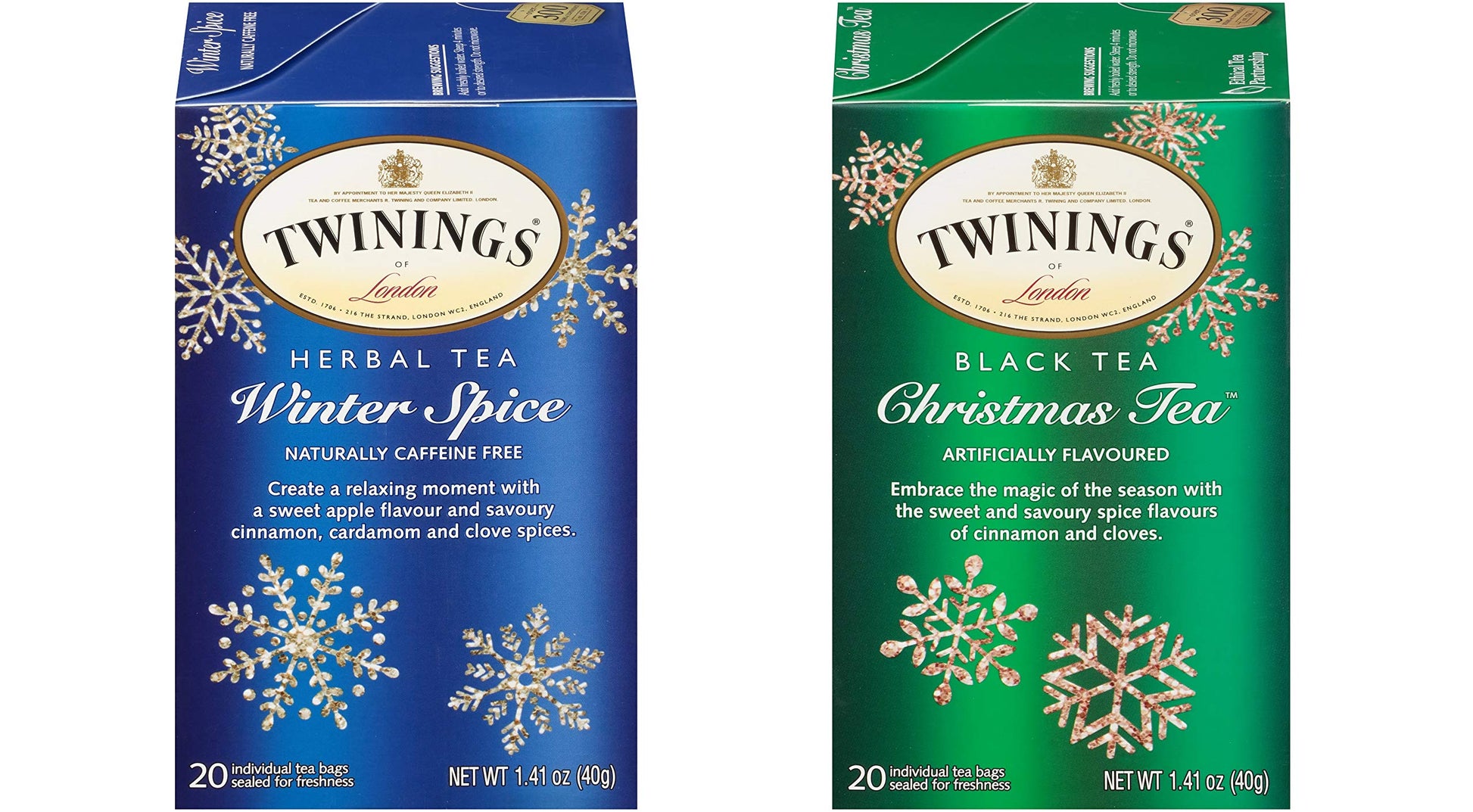 Twinings Holiday Variety Pack Tea Bags, Christmas Tea And Winter Spice, 20 Count (Pack Of 4), Enjoy Hot Or Iced