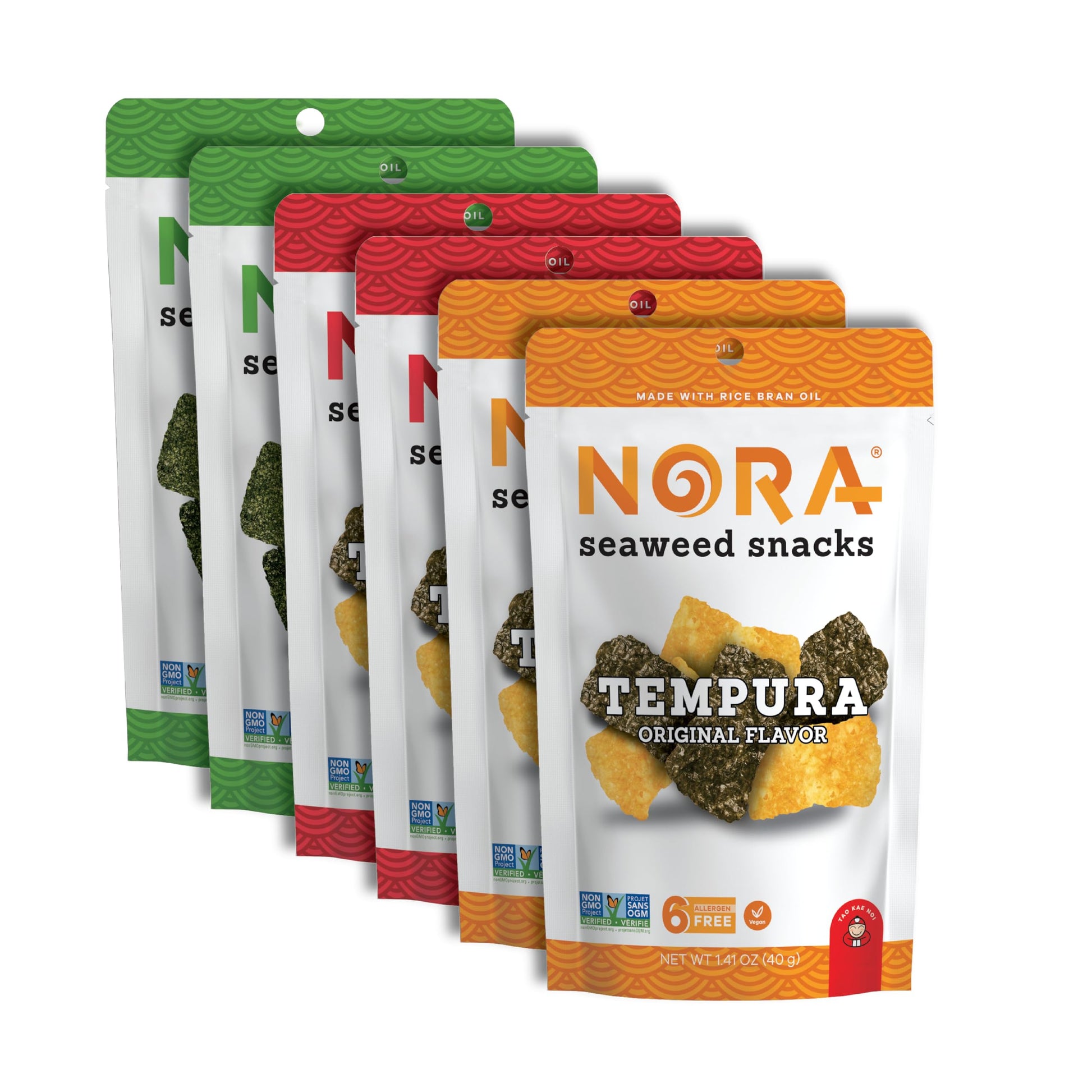 Crispy Seaweed Snacks by Nora | Asian Snacks | Taster s Variety Pack | Low-Sugar, Vegan, Non-GMO Verified | 6-Pack