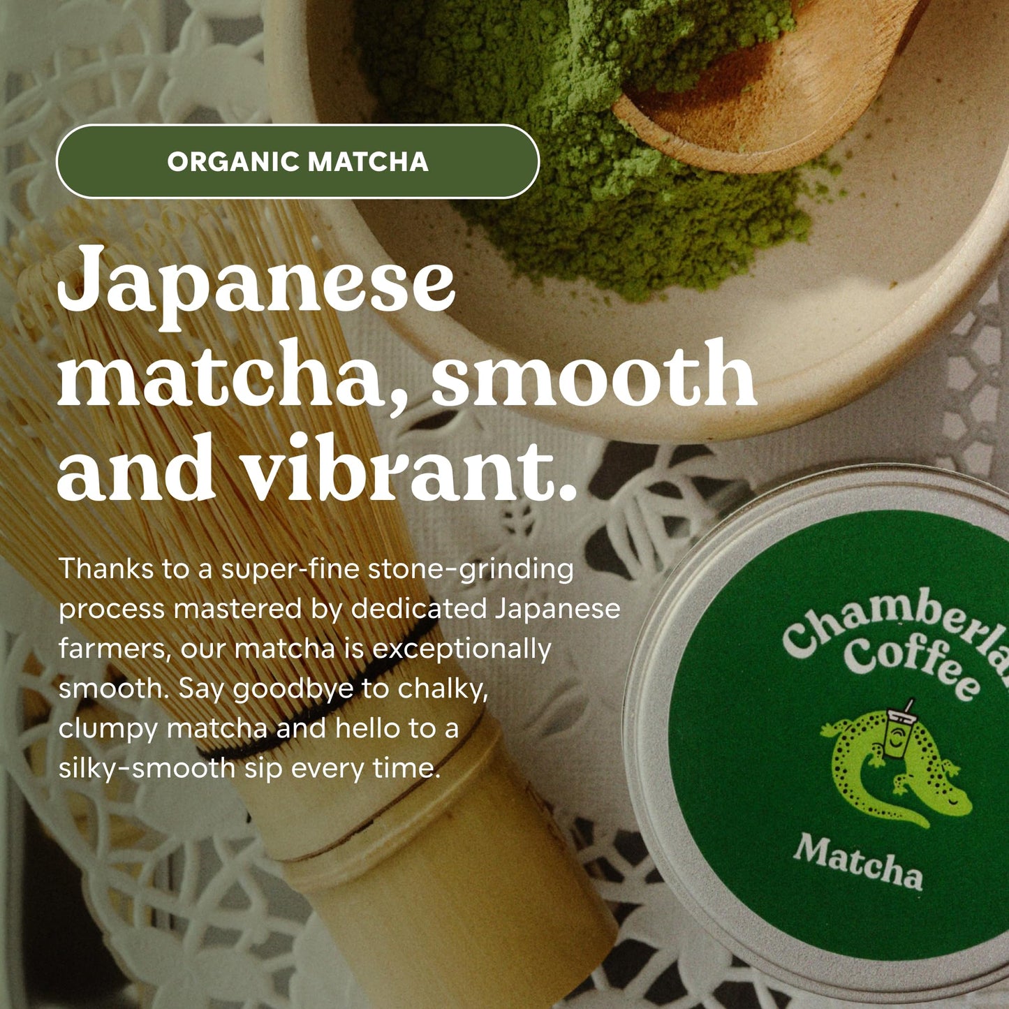 Chamberlain Coffee Ceremonial Matcha Green Tea Powder - Japanese Green Tea + Original Grade Matcha - Hot or Iced - Organic, Vega