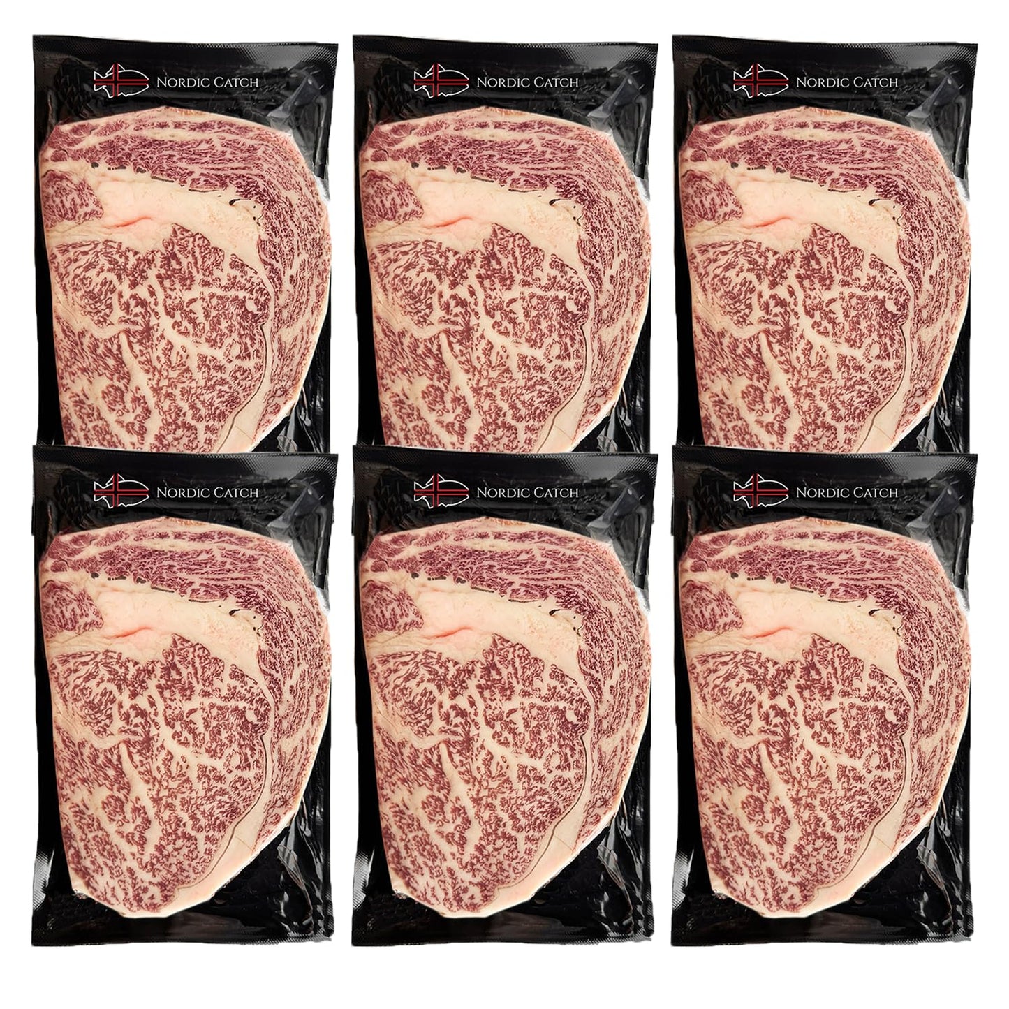 Nordic Catch - 16oz Grade A5 Japanese Wagyu Beef, Ribeye Steak Without Bone, Always Fresh Thick Cut, 1 Pound Skin-Packed 100% Au