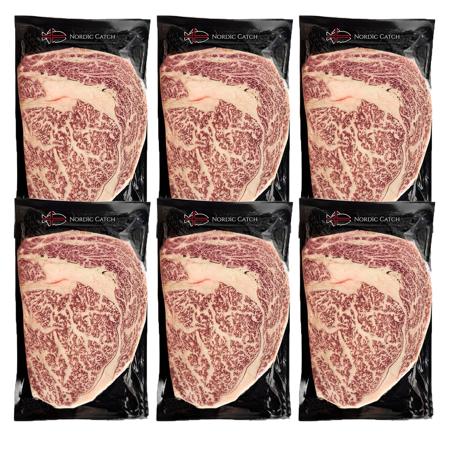 Nordic Catch - 16oz Grade A5 Japanese Wagyu Beef, Ribeye Steak Without Bone, Always Fresh Thick Cut, 1 Pound Skin-Packed 100% Au