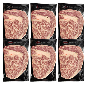 Nordic Catch - 16oz Grade A5 Japanese Wagyu Beef, Ribeye Steak Without Bone, Always Fresh Thick Cut, 1 Pound Skin-Packed 100% Au