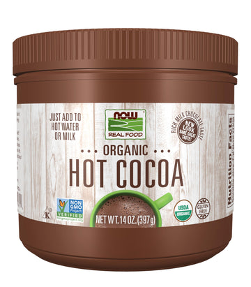 Now Foods, Cocoa Lovers Organic Hot Cocoa, Instant, Rich Milk Chocolate Taste, Low-Fat And Gluten-Free, 14-Ounce