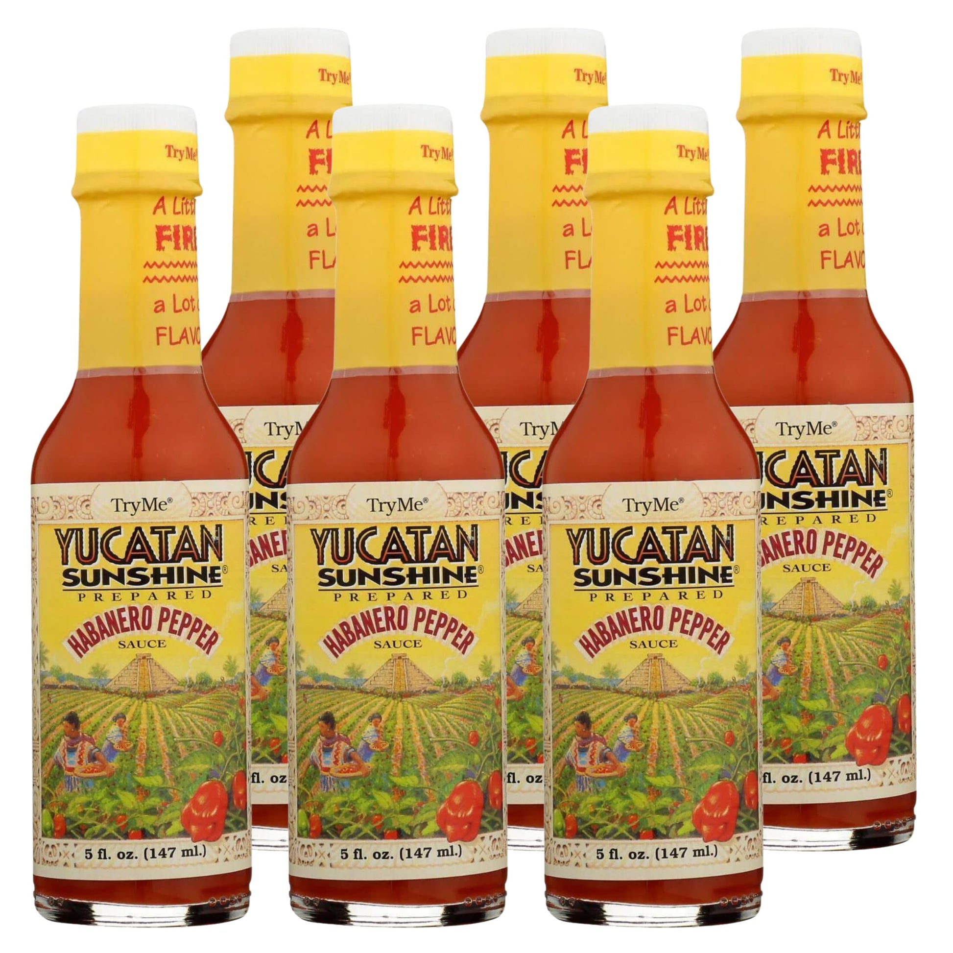 Try Me Yucatan Sunshine Habanero Pepper Sauce, 5 Ounce Bottle (Pack Of 6)