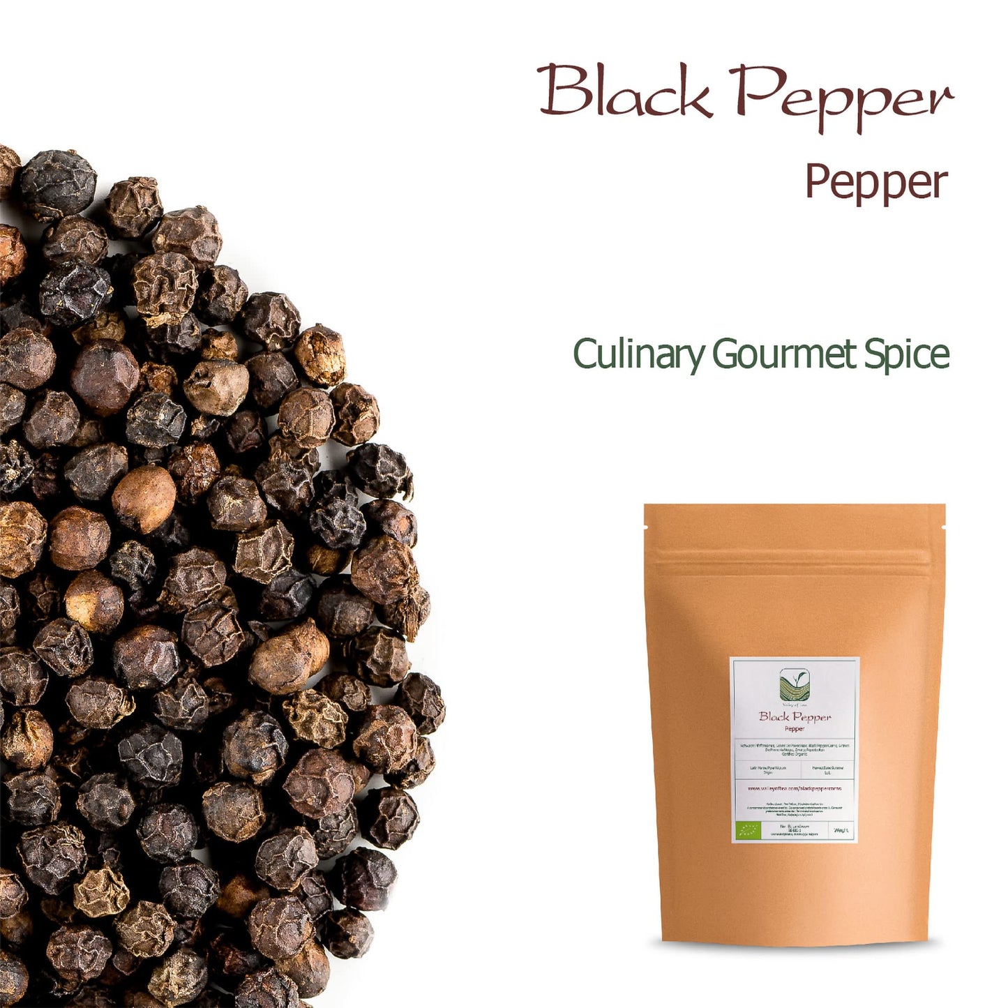 Black Pepper Whole Corns Organic - Gourmet Black Peppercorn - Black Peppercorns For Grinder Refill - Grinder Peppers Peppercorns