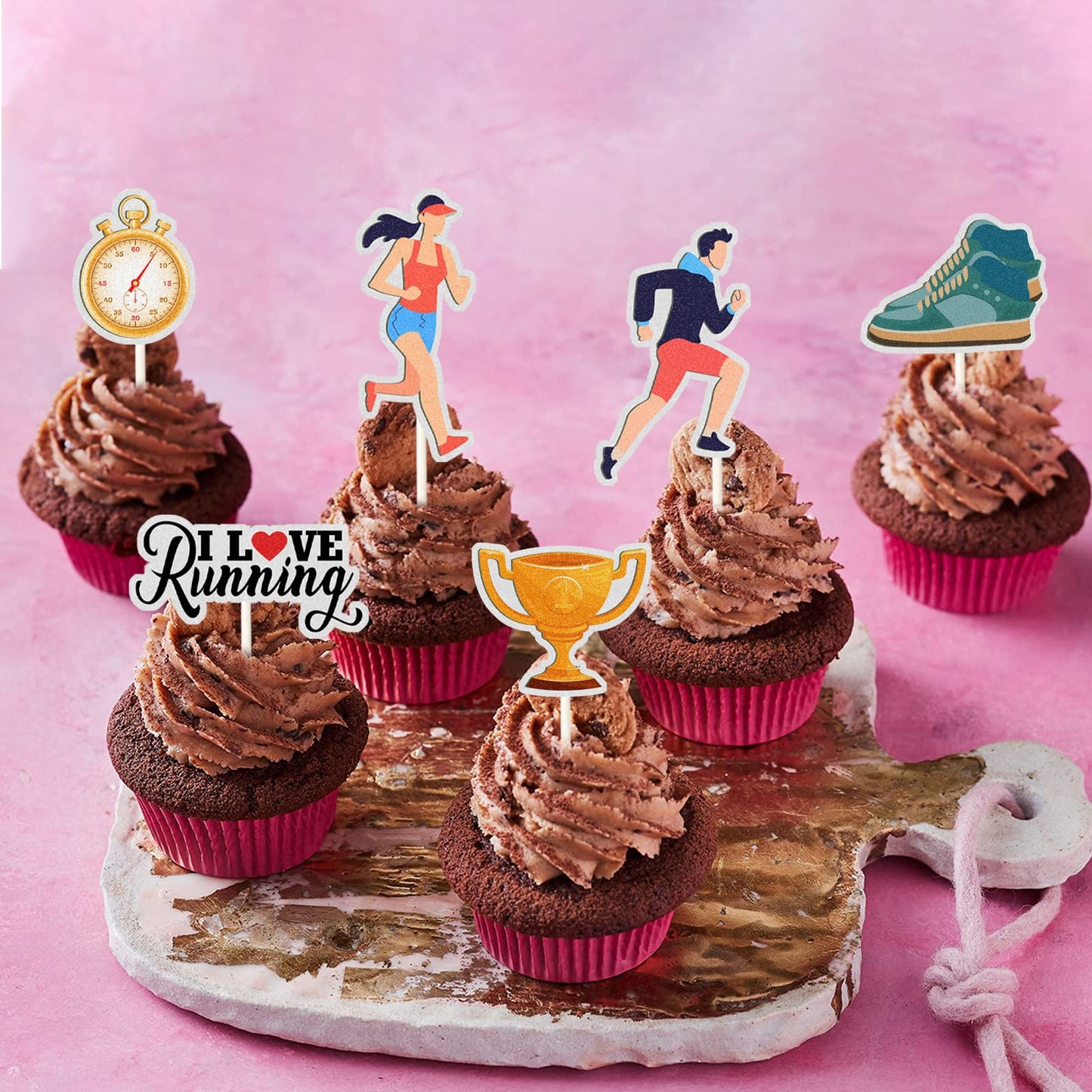 Mefeng Running Cupcake Toppers , Track, Cross Country Or Marathon Party Birthday Party Clear Treat Picks , Sports Theme Party Ca