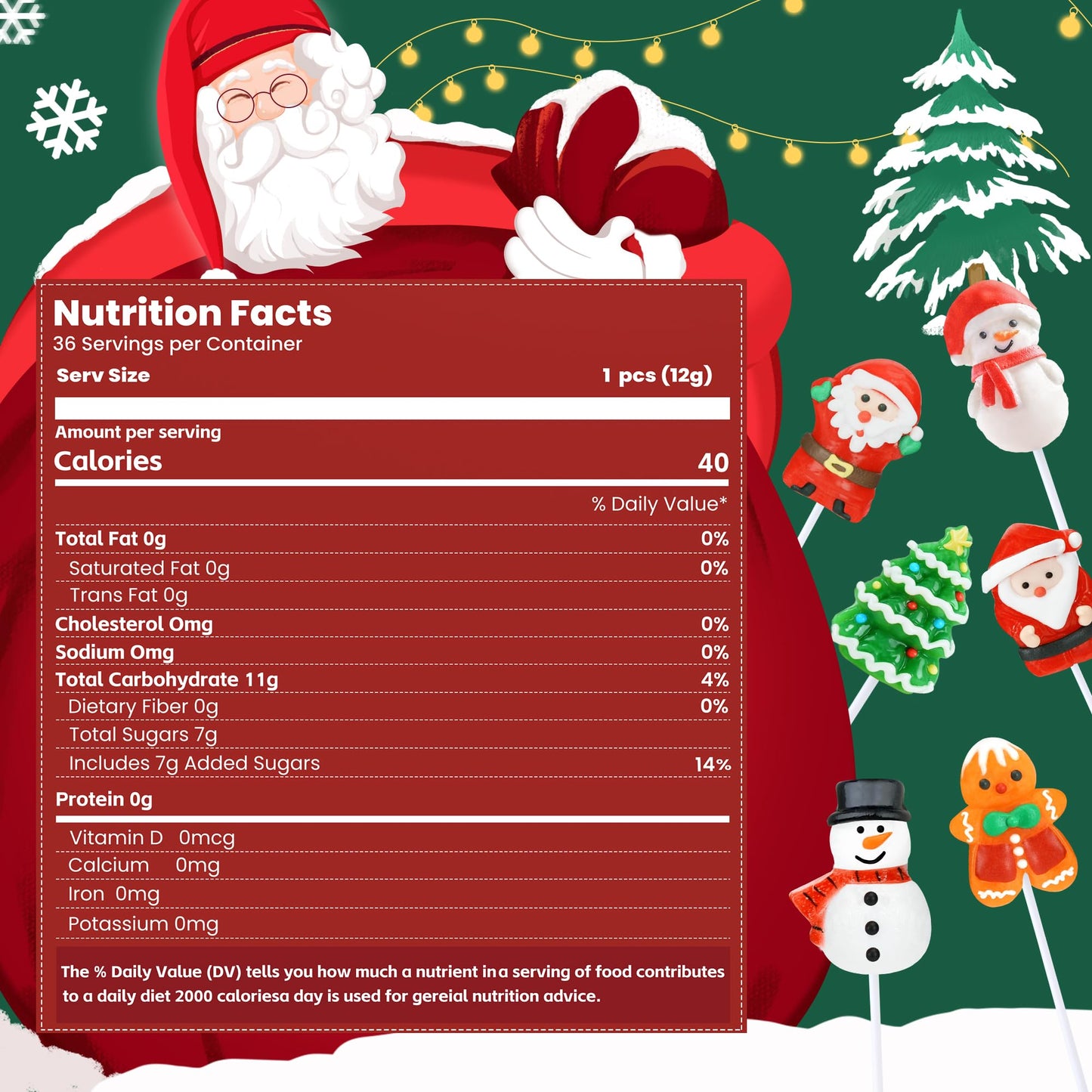 Auebriy Christmas Lollipops Suckers, 36 Count Fruit Flavored Christmas Candy Individually Wrapped Bulk with Gift Box, Snowman Ca