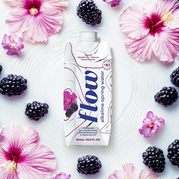 Flow Water Organic Blackberry Hibiscus Alkaline Water, 16.9 Fz (12 Pack)