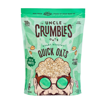 Uncle Crumbles Gluten Free Quick Oats, Kosher, Non-GMO Project Verified, 24oz Resealable Bag (Pack of 1)