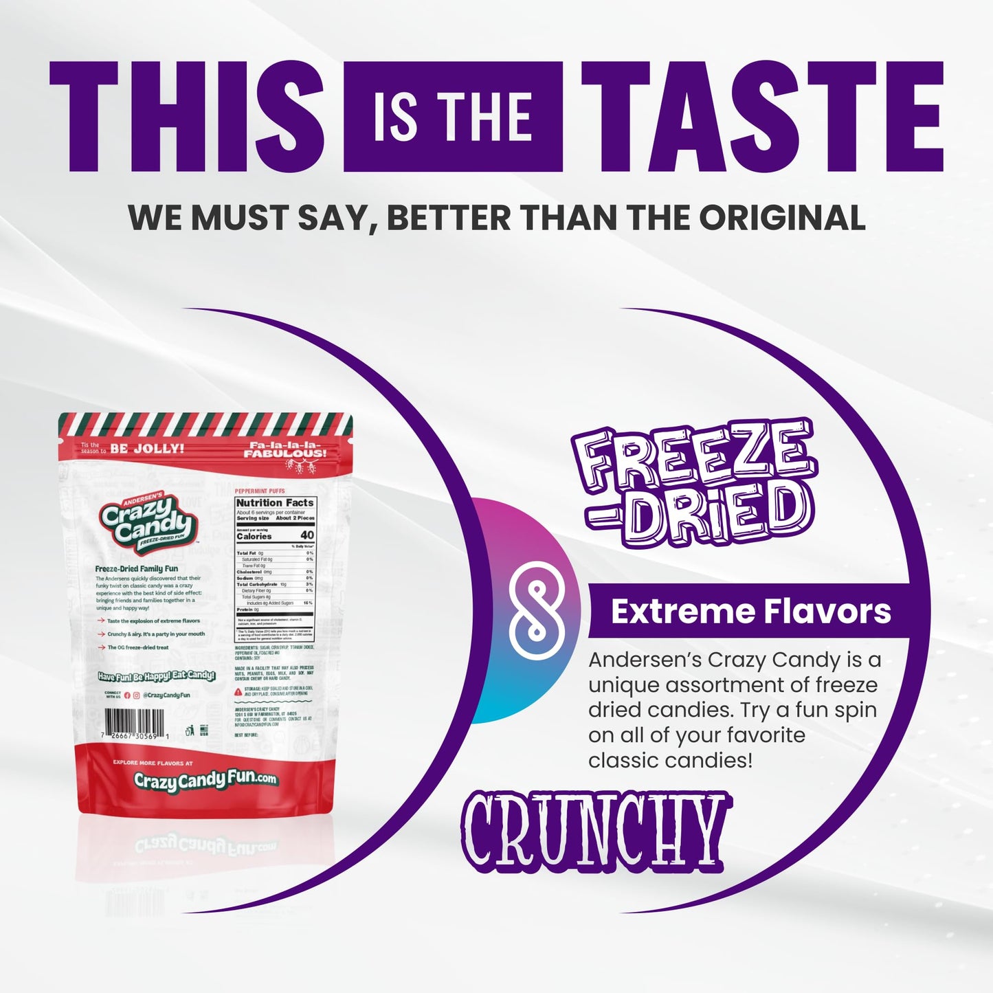 Andersen'S Crazy Candy Freeze Dried Candy - Freeze Dried Peppermint Puffs, 2.5 Ounces