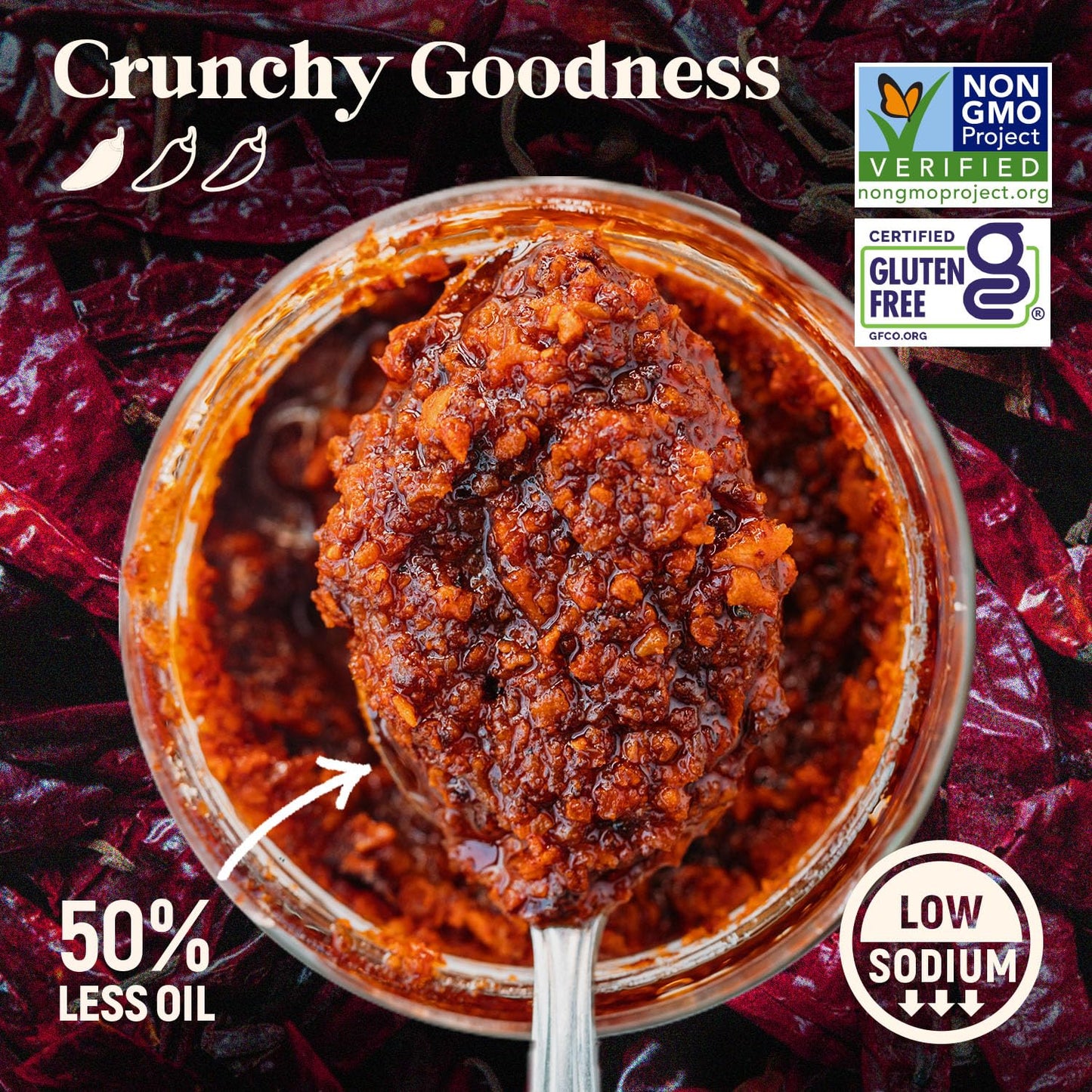 Homiah Sambal Chili Crunch, Shrimp, 6Oz - Less Oil Low Sodium Gluten Free Non-Gmo, Sambal Oelek Chili Paste, Shrimp Paste, Crisp
