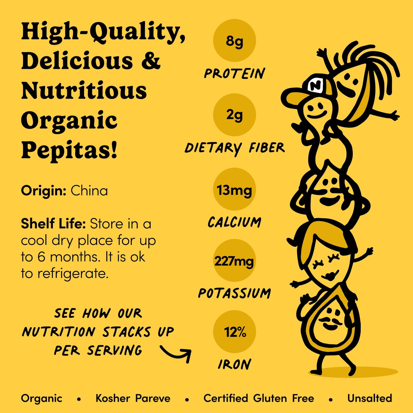 Nuts.com - Organic Pumpkin Seeds - 2 Lb Bag, No Shell Pumpkin Seeds Organic, Healthy Snack for Adults & Kids, Rich in Protein, F