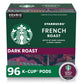Starbucks K-Cup Coffee Pods, Dark Roast, 24 Count (Pack of 4), French Roast, Model SFRCKC