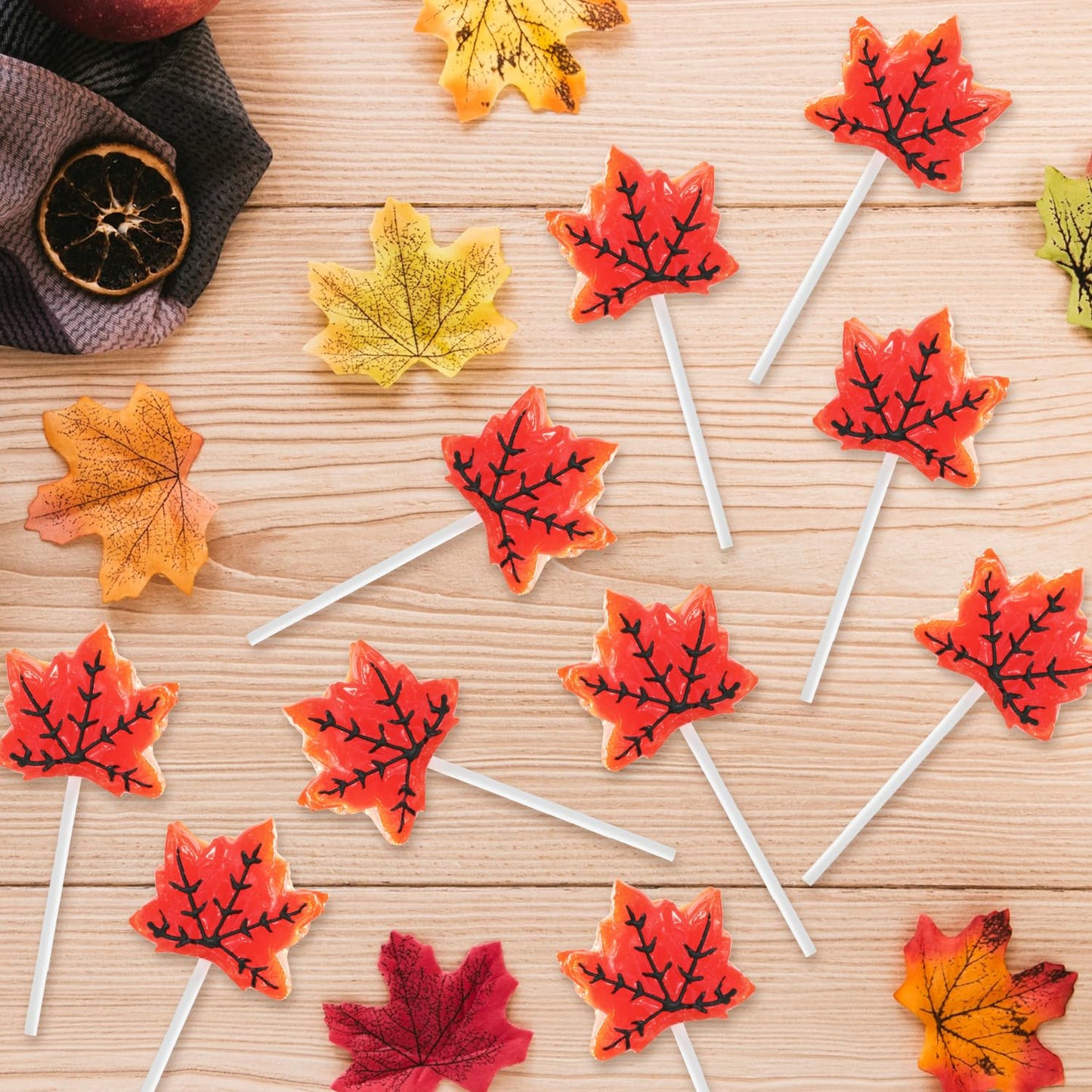 Maple Leaf Lollipops  24 Pieces of Fall Candy Individually Wrapped  Perfect Fall Candy Favors for the Holidays  Autumn Parties  Cozy Fall Gatherings and Fall Celebrations