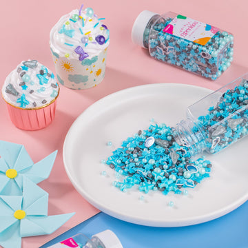 Galaxy Sprinkles For Cake Decorating, 3.52Oz Blue Star Sprinkles For Cupcake Toppers Ice Cream Cookie, Fancy Sprinkles, Planet &