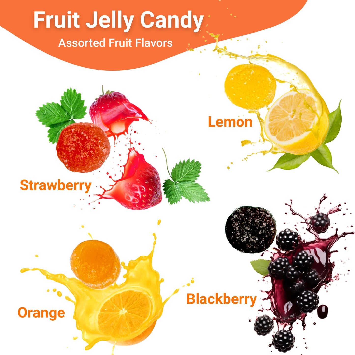 Fusion Sweets Bonelle Italian Fruit Jelly Candy - Gluten Free & Vegan - 1 Pound Bulk Bag - Assorted Colors (Approx 60 Pieces)