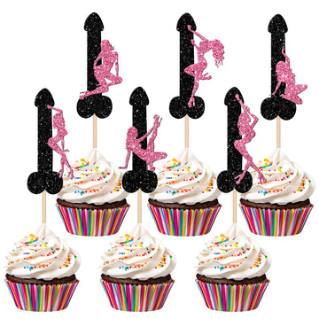 24 Pcs Pole Dance Girl Cupcake Toppers Glitter Bachelor Party Cupcake Picks Pole Dancing Cupcake Decorations For Night Out Bache