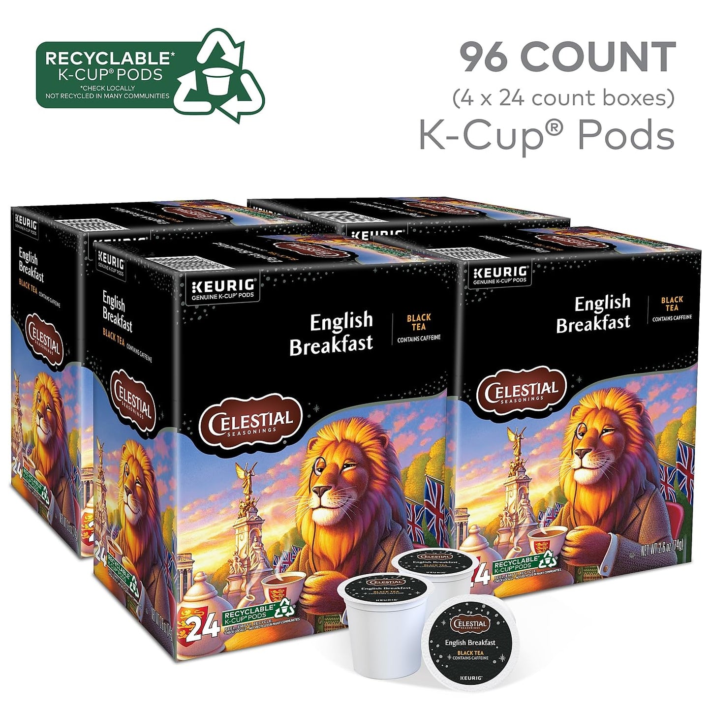 Celestial Seasonings English Breakfast Tea K-Cup 24 Count (Pack of 4) Black Model 14731CT