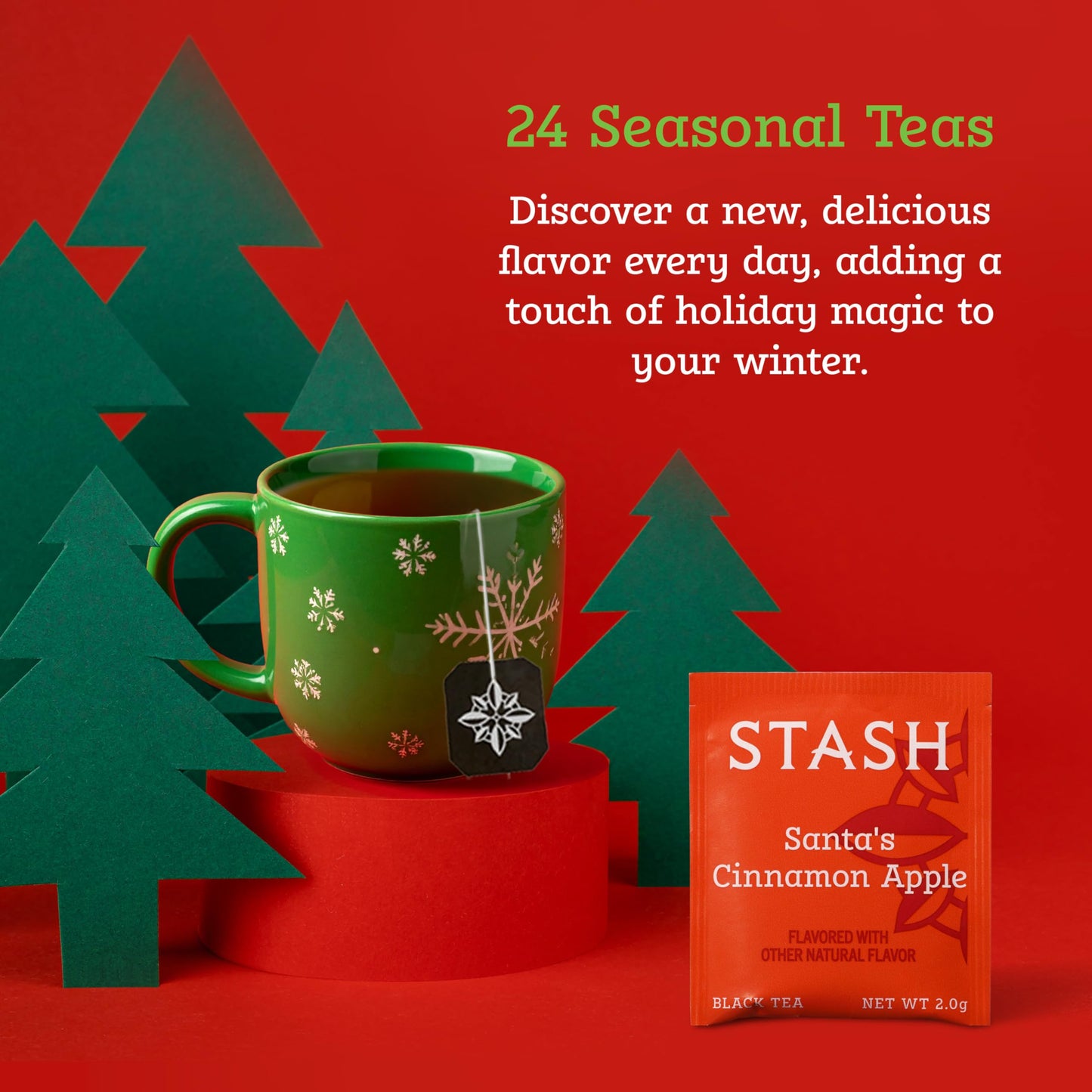 STASH Tea Advent Calendar 2025 – 24 Days Holiday Tea Sampler – Black, Green & Herbal Teas in Cardboard Packaging