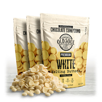 OLDSOUL Chocolate Compound Buttons 6.6 lb | White Chocolate | Smooth Melting | Perfect for Baking & Desserts (6.6 lbs, White Cho