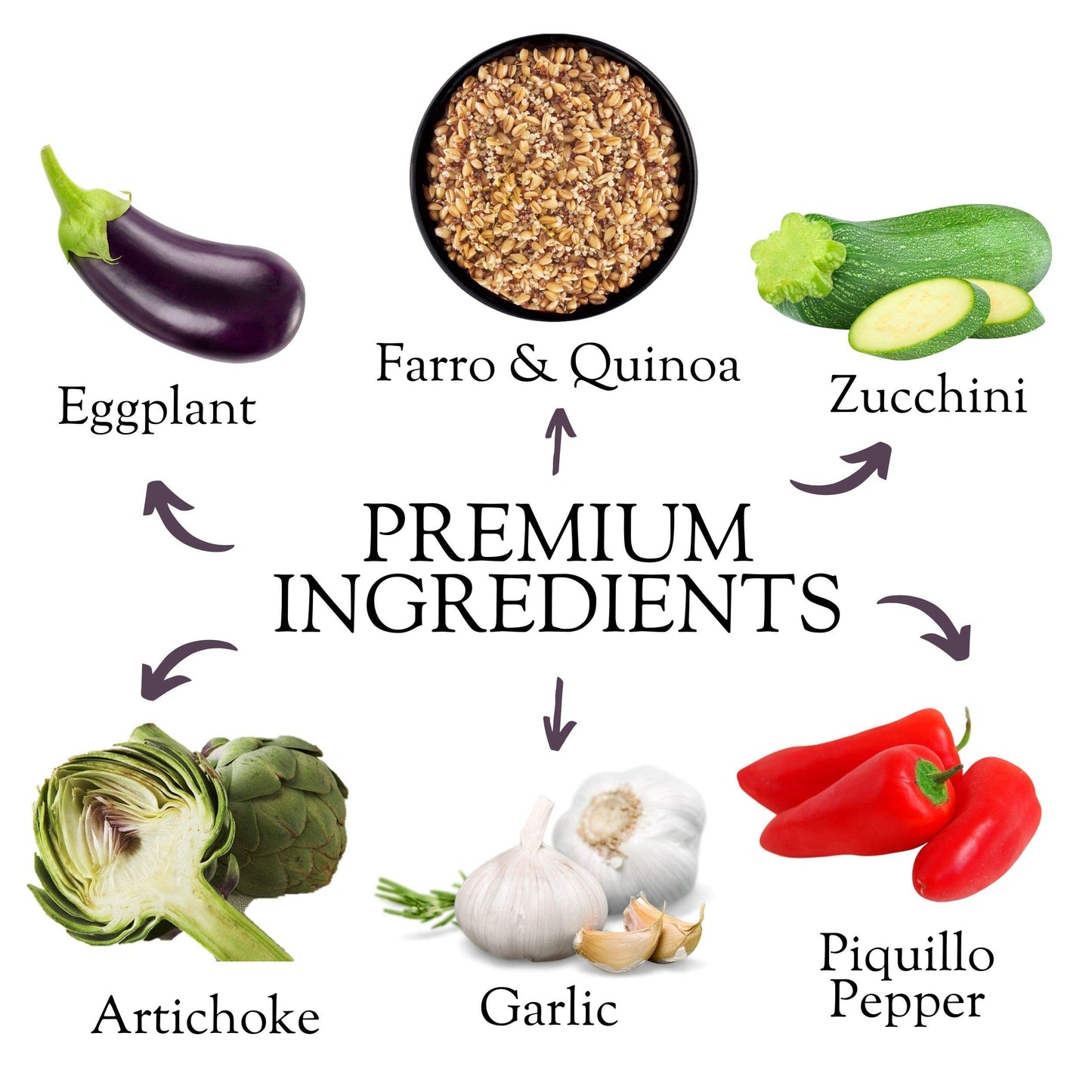 Kitchen & Love Cooked Farro, Grilled Eggplant, Zucchini, Artichokes & Herbs, Ready To Eat, Shelf Stable, Non Gmo, Dairy Free, Plant Based, Kosher, Vegan, Vegetarian, 7.9 Oz (6-Pack)