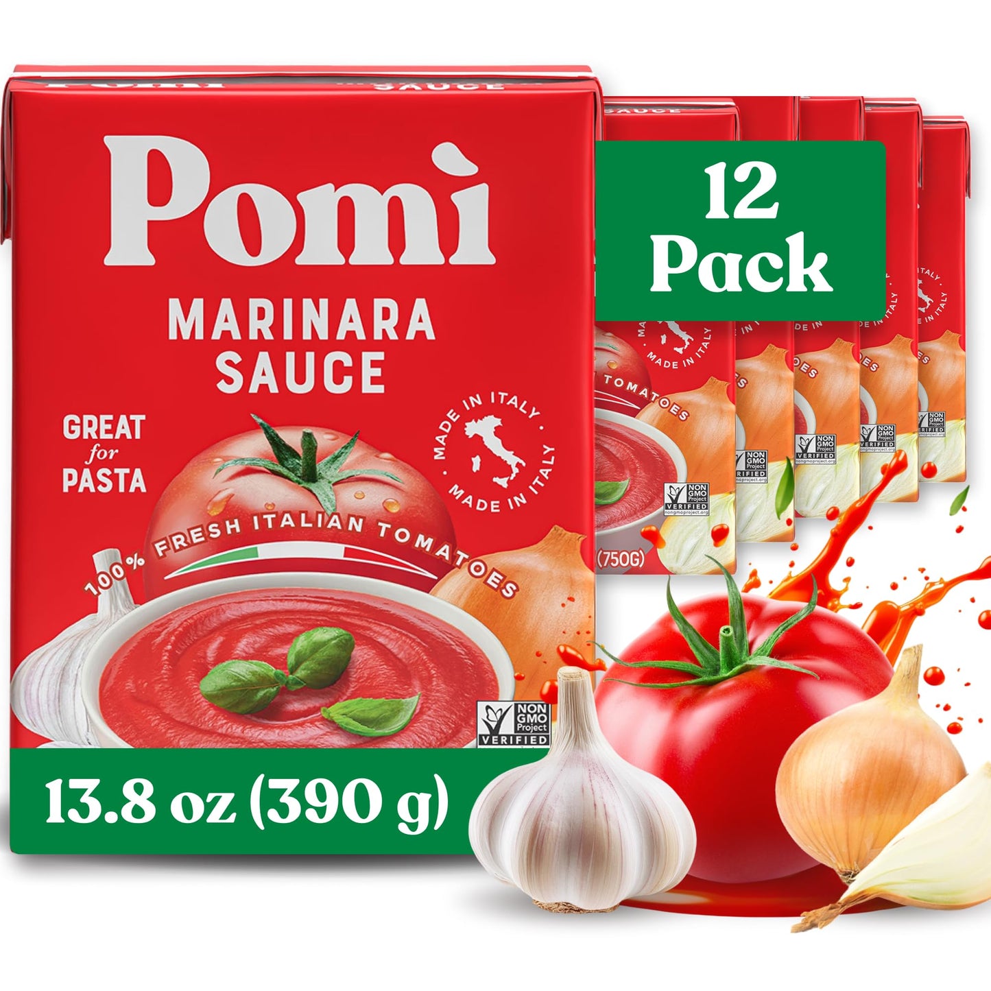 Pomì Marinara Sauce - Non-GMO, Gluten-Free, No Salt Added - 26.46oz (Pack of 12) - Made in Italy - Natural