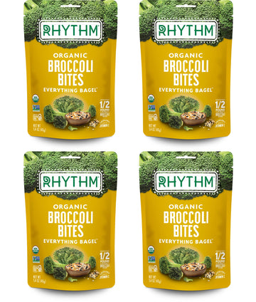 Rhythm Superfoods Crunchy Broccoli Bites - Organic & Non-Gmo, Vegan, Gluten-Free, Vegetable Superfoods - Everything Bagel, 1.4 O