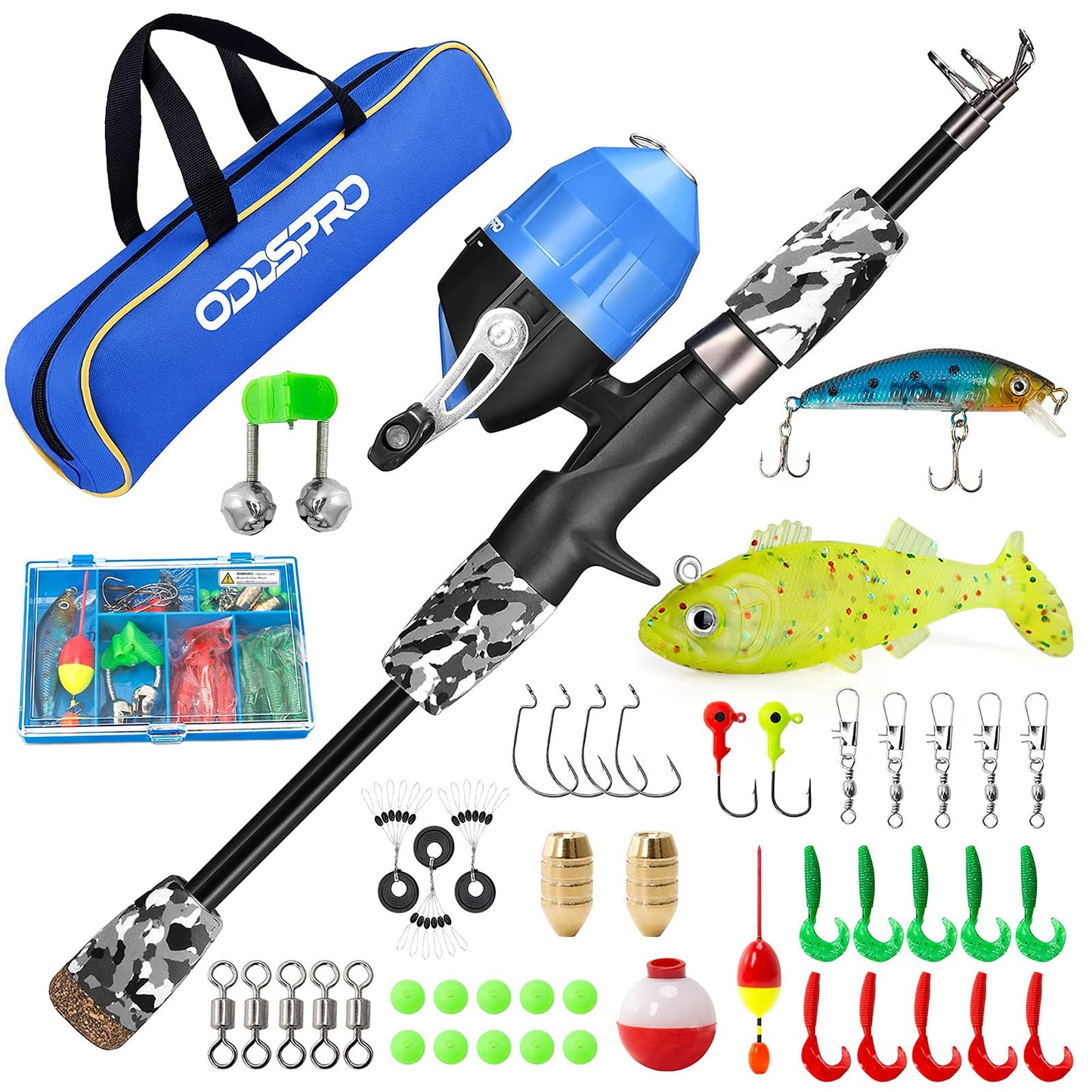 Oddspro Toddler Fishing Pole, Collapsible Fishing Pole And Reel Combo - Telescopic Fishing Pole For Boys Girls